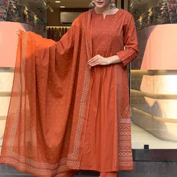 KALINI Women Ethnic Motifs Printed Regular Kurta with Palazzos & With Dupatta image 4