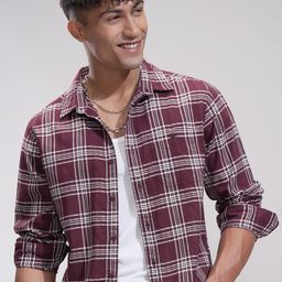 HIGHLANDER Men Comfort Slim Fit Opaque Checked Casual Shirt-image-62