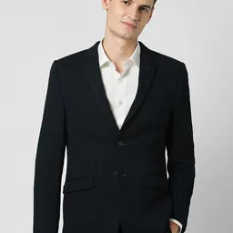 Peter England Elite Self Designed Notched Lapel Collar Slim-Fit Single Breasted Blazer-picture-13