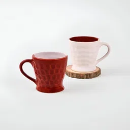 Storepedia Red & White Solid Ceramic Matte Cups Set of Cups and Mugs image 4