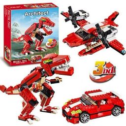 Architect 3 In 1 Racing Car Dinosaur Plane Building Blocks Set 374+ Pcs-image-2