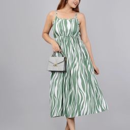 Women Fit and Flare Green Midi/Calf Length Dress-image-58