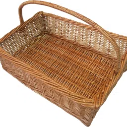 Rectangle handle cane basket _17x13 inch Bamboo Fruit & Vegetable Basket-1