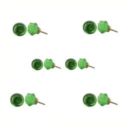 Indianshelf 6-Pcs Green Textured Rose Knobs-54