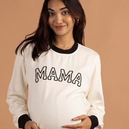 Block Hop Women Printed White Maternity Pullover Sweatshirt-image-67