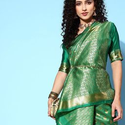 Mitera Ethnic Motifs Zari Silk Blend Dharmavaram Saree-picture-17