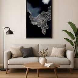 999Store Black & Blue Canvas Abstract Wall Paintings-image-48
