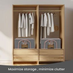 Kuber Industries Grey & Pink Set of 2 Reusable Drawer Organisers With Handles image 5
