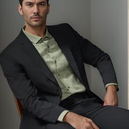 Moda Rapido Men Black solid Satin With Notched Lapel Collar Formal Blazer-picture-49