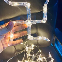 Kuber Industries 6Pcs White Swastik Shape String Lights-51