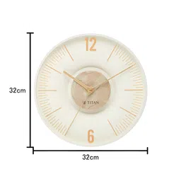 Titan Off White & Gold-Toned Embellished Traditional Wall Clock-12