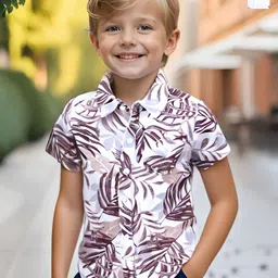 BAESD Boys Pack of 2 Classic Fit Conversational Printed Spread Collar Cotton Casual Shirts-image-95