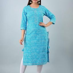 SINSINI Women Leheriya Printed Gotta Patti Kurta-image-92