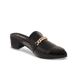 San Marino by Shoe Bank Women Textured Pointed Toe Block Heel Loafer Mules with Buckles-image-27