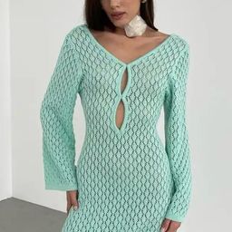 Alamode By Akanksha Women Cotton Ice Blue Layla Soft Crochet Dress-image-82