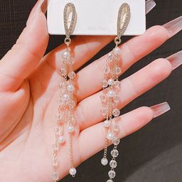 Celestria Contemporary Artificial Stones Studded and Beaded Drop Earrings-41