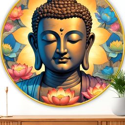 Myntra Elegant Homes Beige & Blue Buddha Wood Wall Art-5