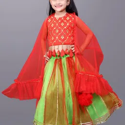 satyamfab Girls Embroidered Gotta Patti Work Ready to Wear Lehenga & Blouse With Dupatta-picture-55