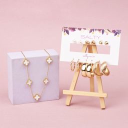 SALTY Set Of 6 Hoop Earrings With Dove Pendant Chain Jewellery Set-37