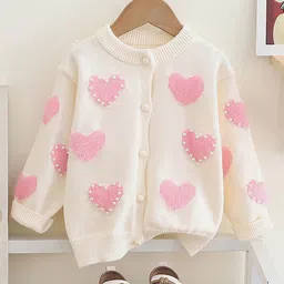 Little Surprise Box LLP Kids Pearl Hearts Printed Cardigan-image-18