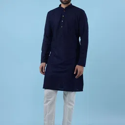 azania Men Embroidered Regular Kurta with Trousers-image-14
