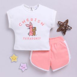 YK X Tinyo Girls Pure Cotton Printed Top with Shorts-image-88