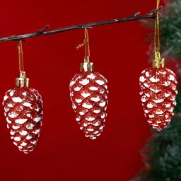 TAYHAA Set Of 12 Scarlet Splendor Pinecones-27