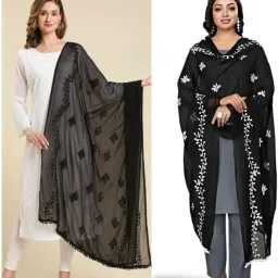 Chiffon Embroidered Black Women Dupatta-image-53
