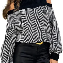StyleCast x Revolte Women Geometric Self Design Pullover-picture-16