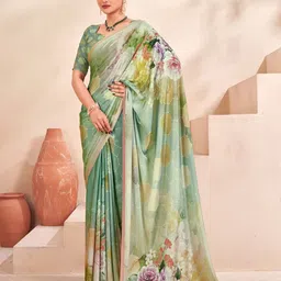 JIVORA Floral Printed Poly Crepe Saree-picture-0