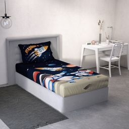 DDecor Blue & White Conversational 144 TC Single Bedsheet with 1 Pillow Covers-picture-43