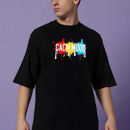 KAIDO Typography Printed Round Neck Drop-Shoulder Sleeves Cotton Oversized T-shirt-picture-22