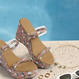Metro Women Printed Platform Heel Open Toe Sandals-24