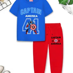 Marvel by Miss and Chief Boys Captain America Printed Round Neck T-Shirt With Jogger-image-58