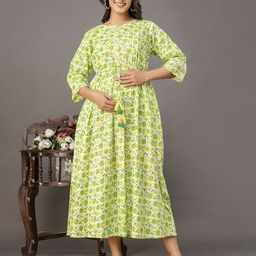 Nayo Floral Print Maternity Maxi Dress-image-10