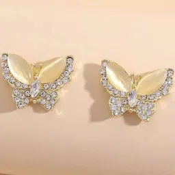 styledose Sterling Silver Artificial Stones Studded Butterfly Shaped Studs-picture-8