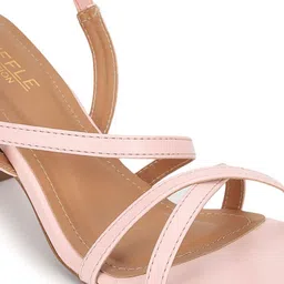 Truffle Collection PU Block Sandals with Buckles image 5