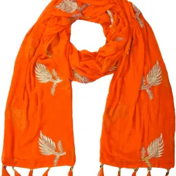 Chiffon Printed Orange Women Dupatta-picture-15