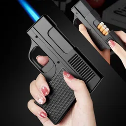 ® AYH098 Gas High Flame Gun Lighter with Secret Cigarette Case – Windproof , Refillable Butane for Cigars, Cigarettes, and Smoking Accessories Pocket Lighter-15