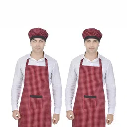 SWITCHON 2Pcs Red & Black Checked Cotton Aprons image 1