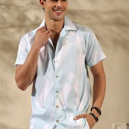 FILO HEVIS Men Classic Fit Abstract Printed Cuban Collar Cotton Casual Shirt-picture-27