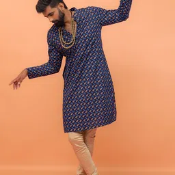 KISAH Men Ethnic Motifs Printed Regular Kurta with Churidar-image-15