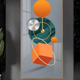 THE NEXT DECOR Orange Cube Glass Finish Vertical Wall Art-image-45