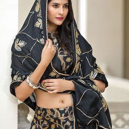 AKS Couture Embellished Foil Print Ready to Wear Lehenga & Blouse With Dupatta-picture-44