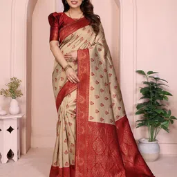 Shriyangan Ethnic Motif Woven Design Zari Pure Silk Kanjeevaram Saree-image-99