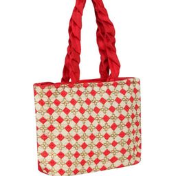 prettykrafts Red & Beige Embroidered Handheld Bag-45