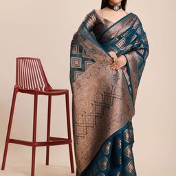 yourwish Ethnic Motifs Zari Organza Banarasi Saree-image-58