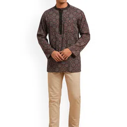 Arch element Men Geometric Printed Flared Sleeves Thread Work Kurta-picture-42