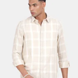 Blu MNKY Checked Spread Collar Smart Slim Fit Casual Shirt-picture-46