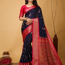 Panzora Ethnic Motifs Printed Zari Kanjeevaram Saree-image-82